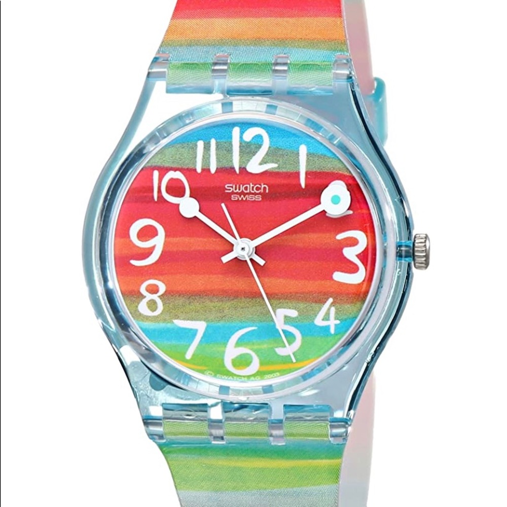 Rainbow Stripe Swatch Watch